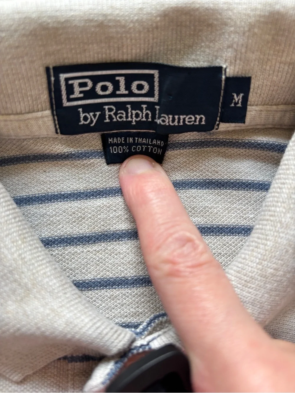 Polo Ralph Lauren Men’s Striped Polo Shirt Blue & Cream 100% Cotton M